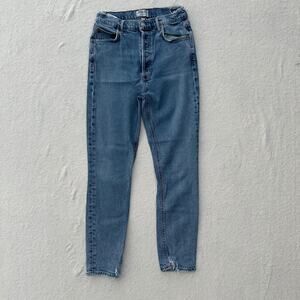 AGOLDE Nico High Rise Slim Fit Jeans Button Fly Light Wash Size 27 Distressed
